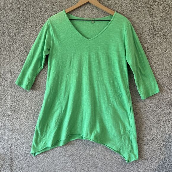 fresh produce Tops - FRESH PRODUCE 3/4 Sleeve Tunic Top Womens XS Kelly Green Pockets Beachy V Neck